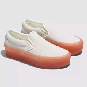 Vans Women's White and Orange Platform Sneakers